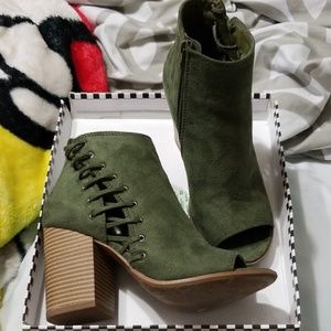 Army green ankle boots